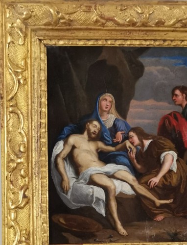 La Déploration du Christ, Ecole française sur cuivre du XVIIe siècle - Louis XIII