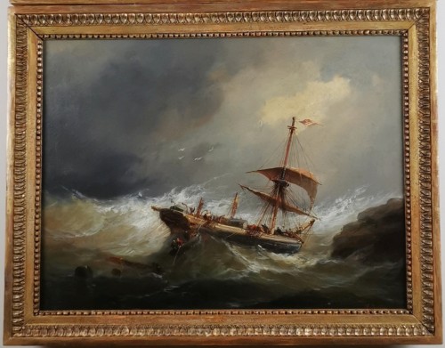 La flotte américaine prise dans la tempête - Eugène Isabey (1803-1886) - Tableaux et dessins Style Napoléon III