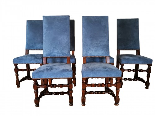 A Louis XIII set of six walnut chairs