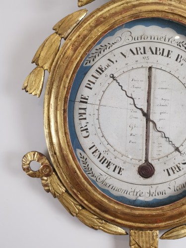 Objet de décoration Baromètre - Baromètre-thermomètre Néo-classique aux attributs de mariage d'époque Louis XVI