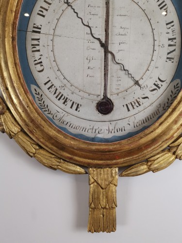 Baromètre-thermomètre Néo-classique aux attributs de mariage d'époque Louis XVI - Louis XVI
