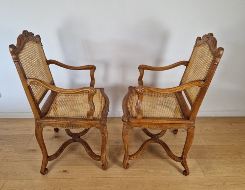 Sièges Fauteuil & Bergère - Suite de quatre fauteuils cannés d’époque Régence, vers 1715