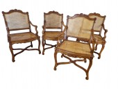 Suite de quatre fauteuils cannés d’époque Régence, vers 1715