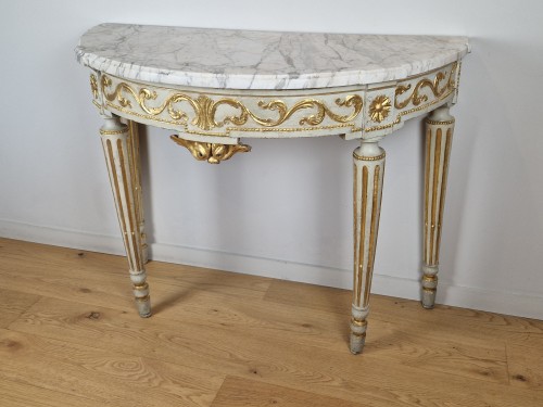 Mobilier Console - Console demi-lune à quatre pieds d’époque Louis XVI, Vers 1780