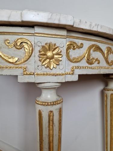 Louis XVI - Console demi-lune à quatre pieds d’époque Louis XVI, Vers 1780