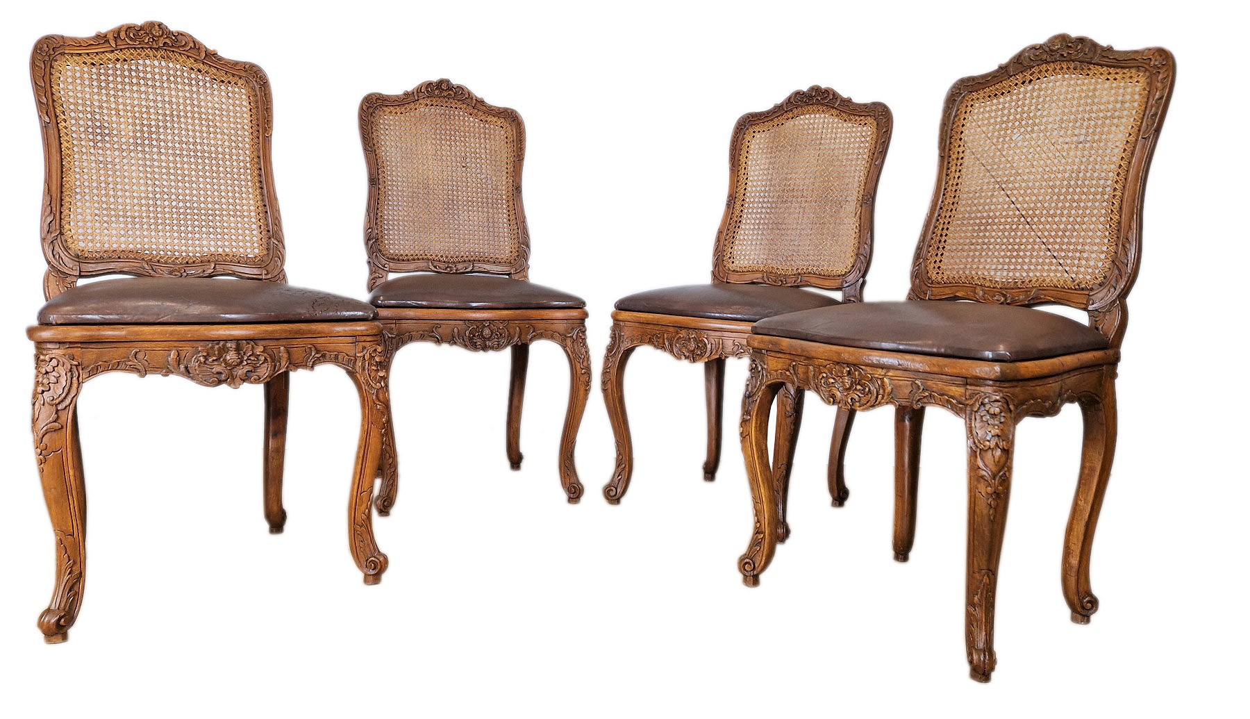 Set of FOUR 19th Century French Louis XV Giltwood Chairs