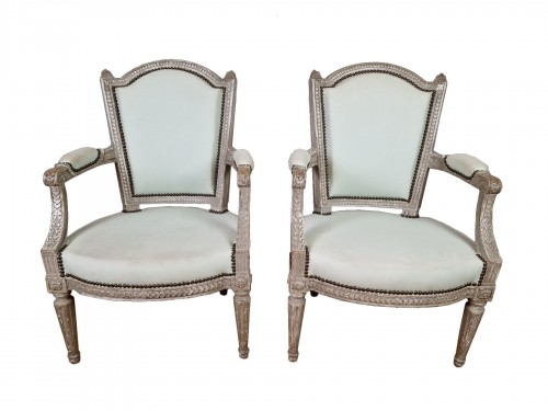 A Louis XVI armchairs stamped by Pierre Brizard 18th Century.