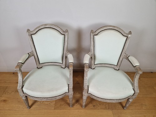 Paire de fauteuils Louis XVI, estampillés Pierre Brizard - Sièges Style Louis XVI