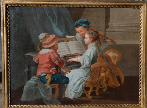 Allégorie de la musique, Atelier de Carle Van Loo, vers 1755- 1760 - Tableaux et dessins Style Louis XV