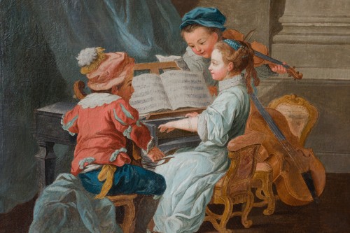 Tableaux et dessins Tableaux XVIIIe siècle - Allégorie de la musique, Atelier de Carle Van Loo, vers 1755- 1760