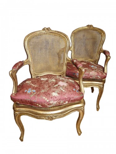 A Louis XV giltwood armchairs attributed François-noël Geny Mid 18th Centur