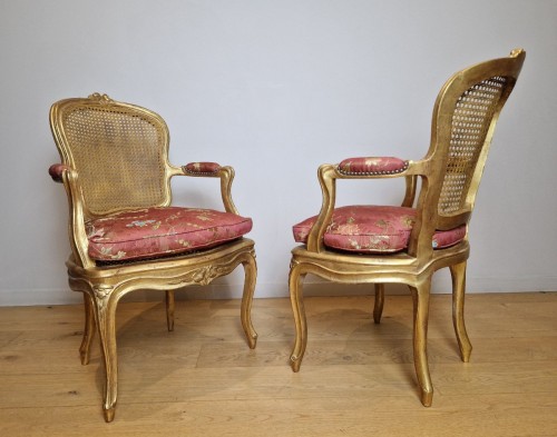 A Louis XV giltwood armchairs attributed François-noël Geny Mid 18th Centur - 