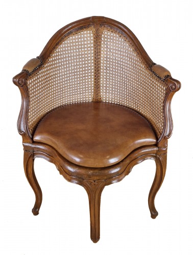 Fauteuil de bureau canné d’époque Louis XV, Vers1750