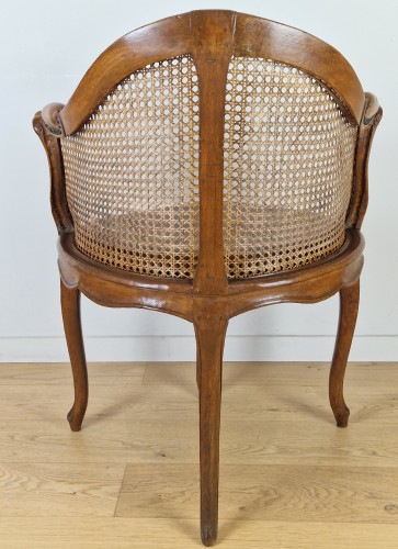 XVIIIe siècle - Fauteuil de bureau canné d’époque Louis XV, Vers1750