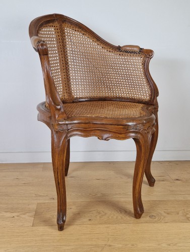 Fauteuil de bureau canné d’époque Louis XV, Vers1750 - Louis XV