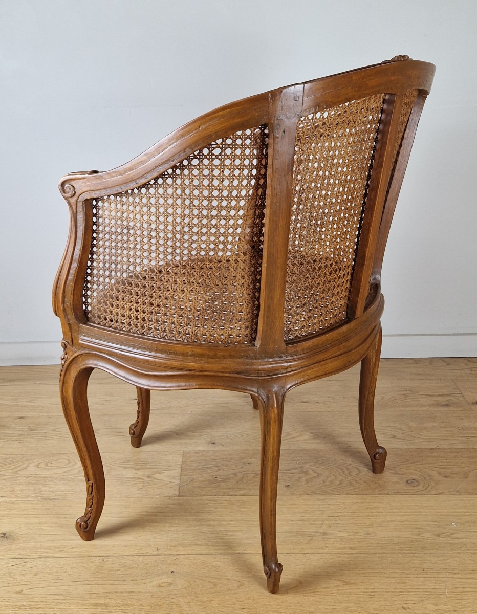 19th Century French Louis XV Cane Five-Leg Desk Armchair - Country French  Interiors