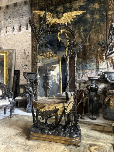 Mirror, Planter In Gilded Wood And Sculpted Italy Late XIX th century - Mirrors, Trumeau Style Napoléon III