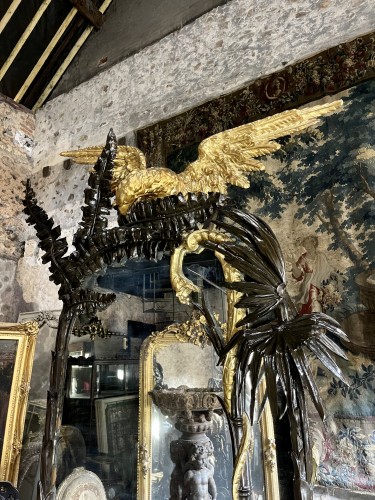 Miroirs, Trumeaux  - Miroir formant jardinière en bois doré et sculpté Italie fin du XIXe siècle