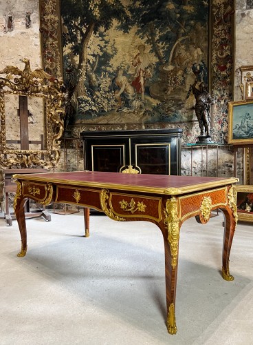 Bureau plat Napoléon III en marqueterie - Mobilier Style Napoléon III