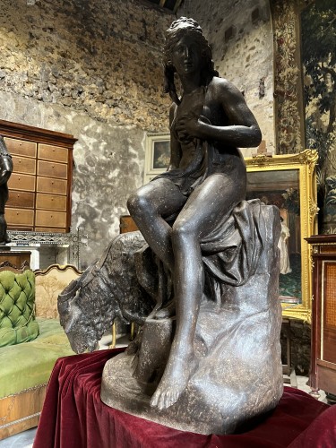 Nymph and the Amalthée goat, cast-iron statue from Val d&#039;Oosne 19th century - 
