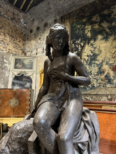 XIXe siècle - Nymphe et la chèvre Amalthée, statue en fonte de fer du Val d'Oosne XIXe