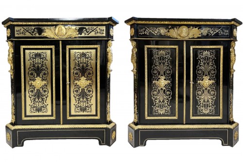 Pair boulle cabinet Signed By Alphonse Giroux And Befort 