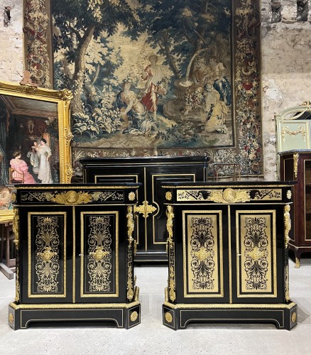 Pair boulle cabinet Signed By Alphonse Giroux And Befort  - Furniture Style Napoléon III