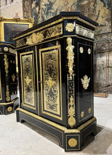 Mobilier Buffet - Paire de meubles d'appui en marqueterie Boulle signés Alphonse Giroux et Befort