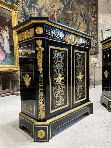 XIXe siècle - Paire de meubles d'appui en marqueterie Boulle signés Alphonse Giroux et Befort