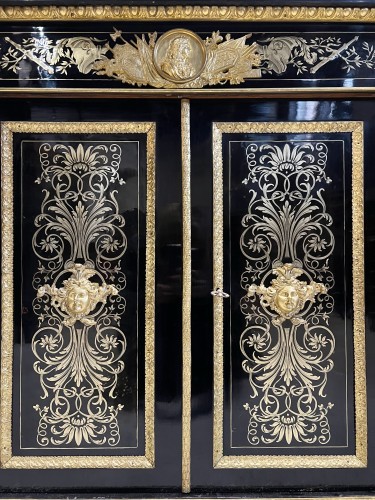 Antiquités - Paire de meubles d'appui en marqueterie Boulle signés Alphonse Giroux et Befort