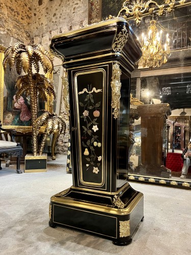 Pedestal in Boulle style  marquetery - Decorative Objects Style Napoléon III