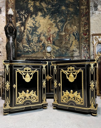 Napoléon III - Paire de meubles d'appui Napoléon III par Mathieu Befort