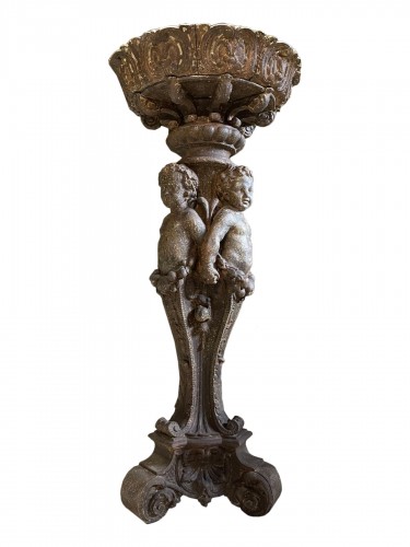 Planter With Three Putti In Cast Iron From Val D&#039;osne 19th Century