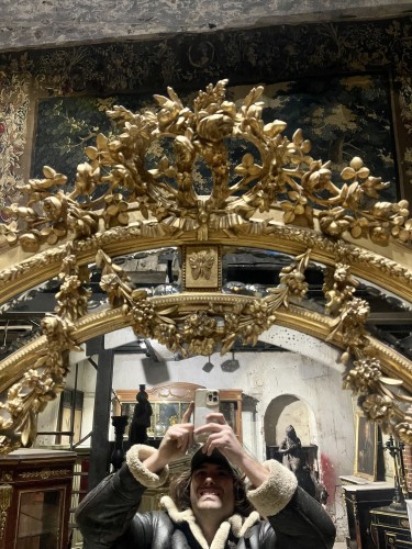 Napoléon III - Miroir Napoléon III en bois doré aux angelots musiciens