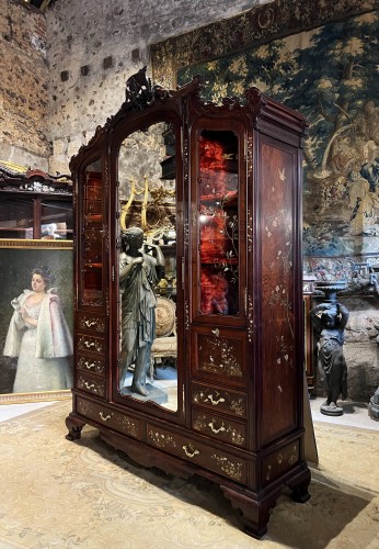 Japanese lacquer bookcase attributed to Perret and Vibert - Furniture Style Napoléon III