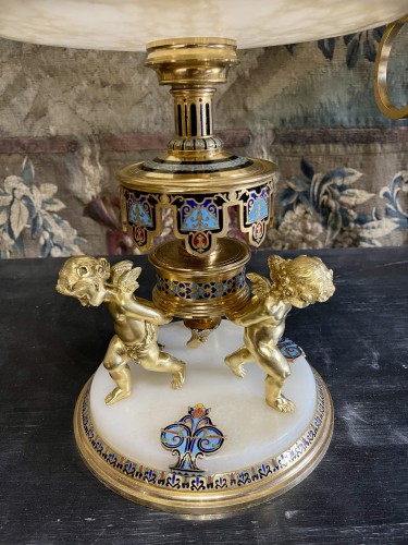 Gilt bronze, cloisonné and alabaster centerpiece, Paris work circa 1880 - Napoléon III