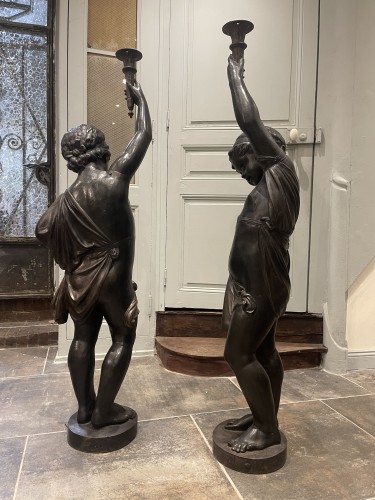 Pair of torchères &quot;aux chérubins&quot;, Val d&#039;Osne Foundry late 19th century - Napoléon III