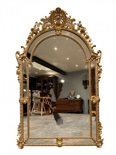 Miroir de cheminée Napoléon III en bois doré