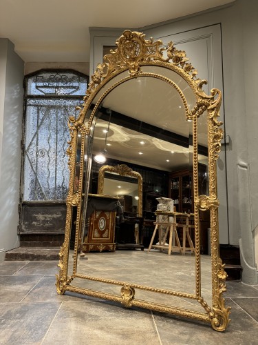 Miroir de cheminée Napoléon III en bois doré - Miroirs, Trumeaux Style Napoléon III