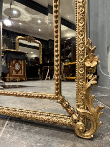 Miroir de cheminée Napoléon III en bois doré - Napoléon III