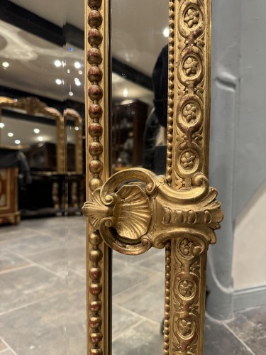 Napoléon III - Miroir de cheminée Napoléon III en bois doré