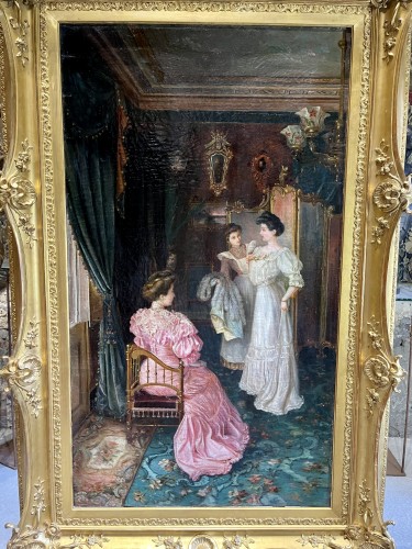 XXe siècle - Vicente Poveda Y Juan ( 1857-1935 ) - Scène d’intérieur datée 1905