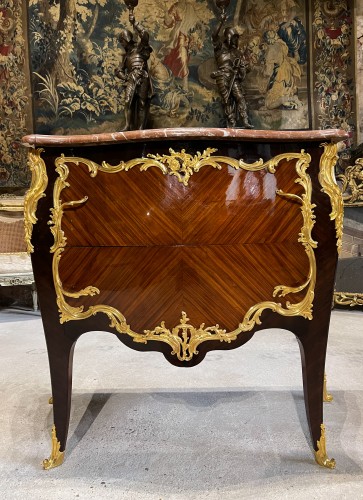 Commode sauteuse en marqueterie de bois de rose fin 19e siècle - Mobilier Style Napoléon III