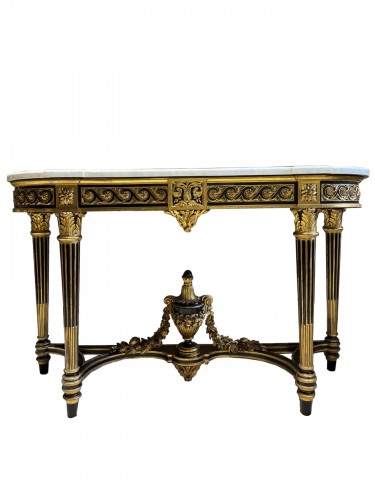 Napoleon III console in gilded and blackened wood
