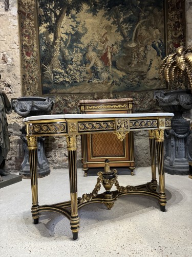 Mobilier Console - Console Napoléon III en bois doré et noirci