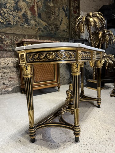Console Napoléon III en bois doré et noirci - Antiquités Simon