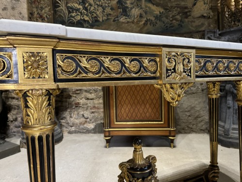 Antiquités - Napoleon III console in gilded and blackened wood