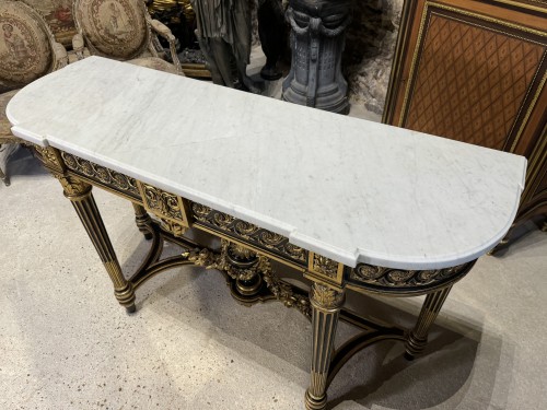 Antiquités - Console Napoléon III en bois doré et noirci