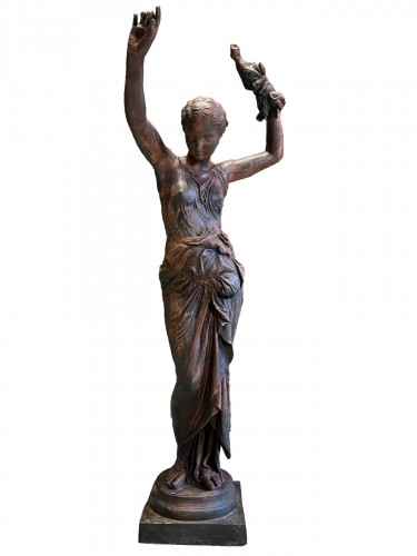 «La fileuse de Procida» statue en fonte de fer  d’après Louis Léon Cugnot (1835-1894)