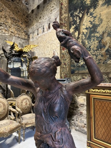 Antiquités - «La fileuse de Procida» statue en fonte de fer  d’après Louis Léon Cugnot (1835-1894)